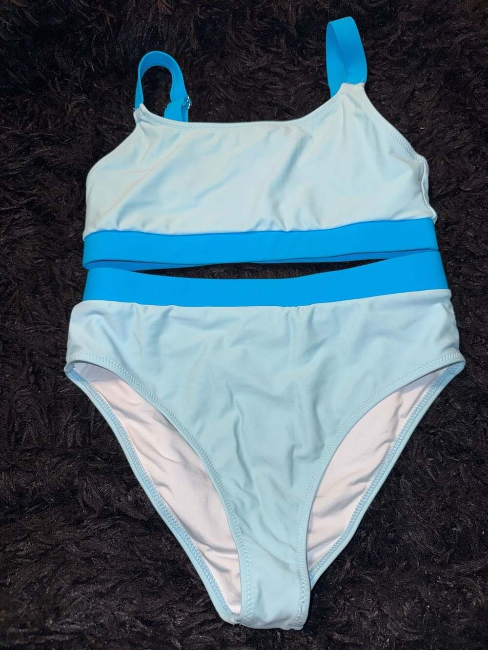 Women's Size S Light Blue High-Waisted Bikini Set